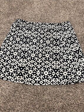 LULU B UPF 50+ Zip Skort Black + White Print - Women's L Large Athleisure Golf